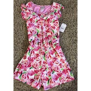 NEW Stella Parker Floral Pink Swim Suit Romper Size Small Modest Shorts